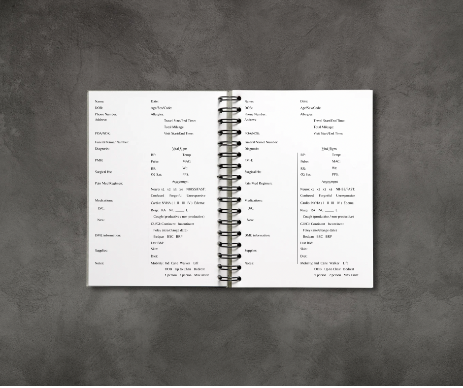 Hospice Nurse Report Notebook