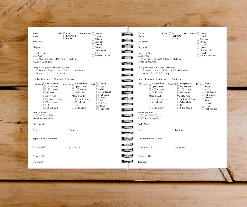 Rehab Nurse Report Notebook